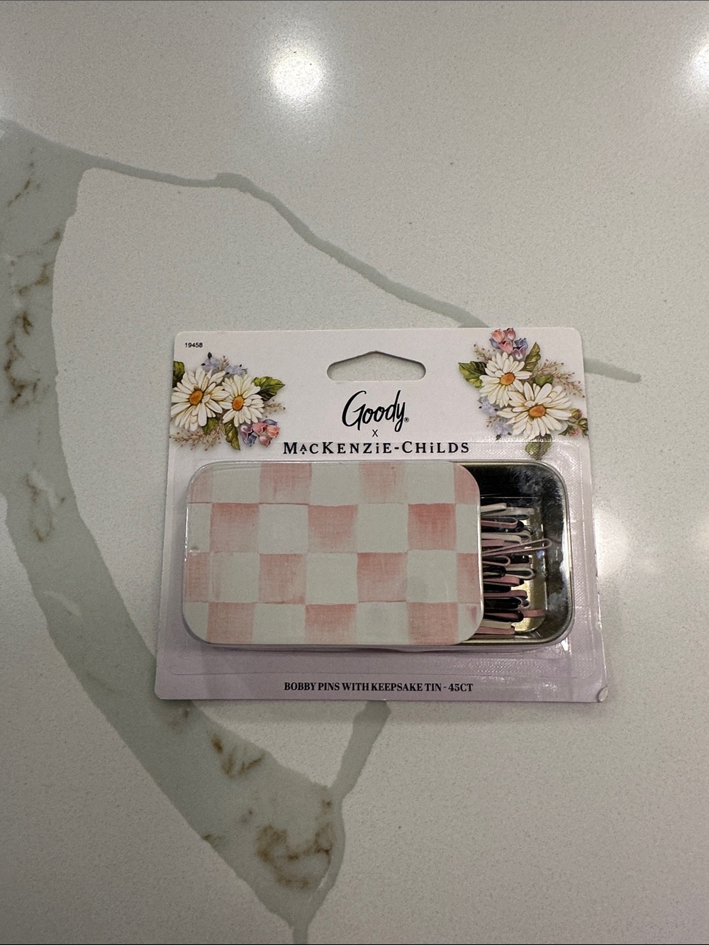 NIB Mackenzie Childs x wet brush Bobby pins with keepsake tin rosy check 🩷🤍🌼🌷